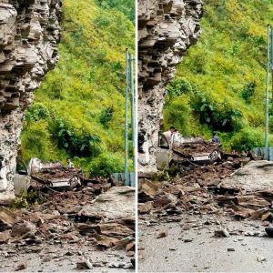 आनी में पहाड़ी से गिरे पत्थर चपेट में आई कार 2 घायल